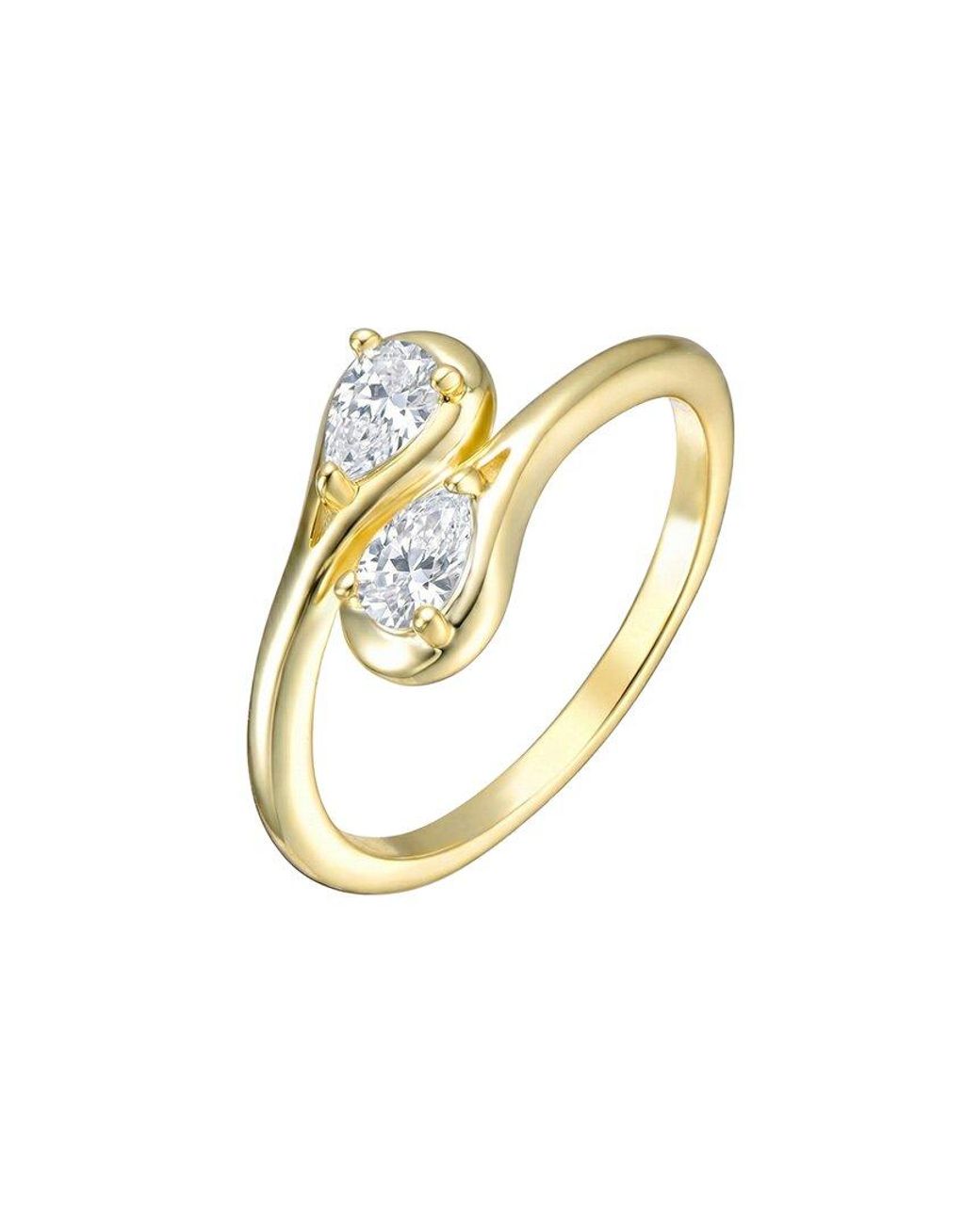 Rachel Glauber Metallic 14K Plated Cz Bypass Ring
