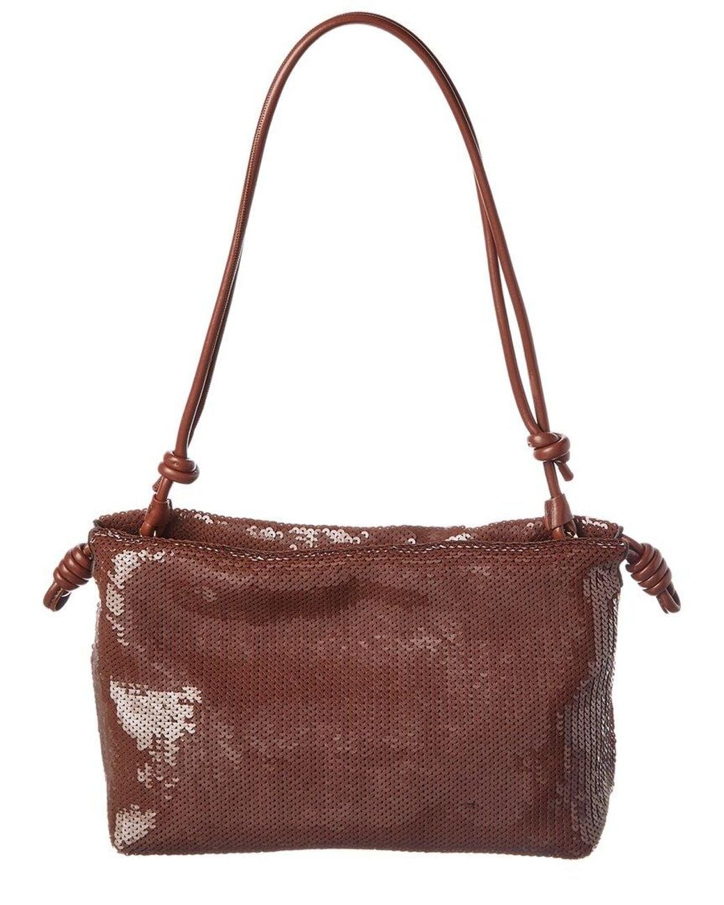 Loewe Brown Flamenco Sequin Medium Leather Clutch