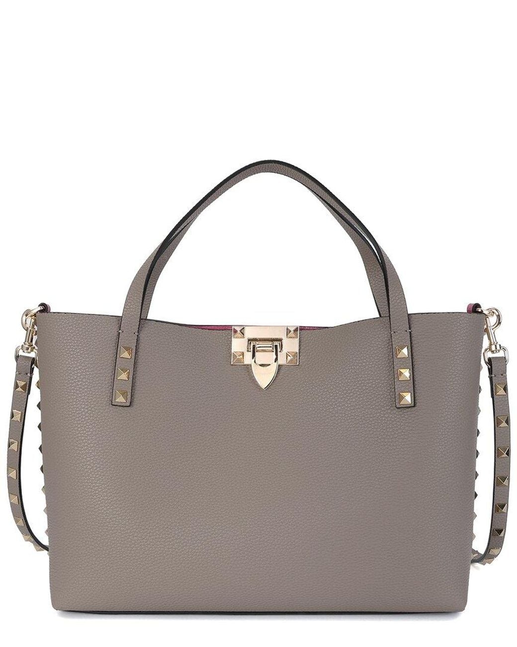Tiffany & Fred Paris Gray Studded Leather Tote