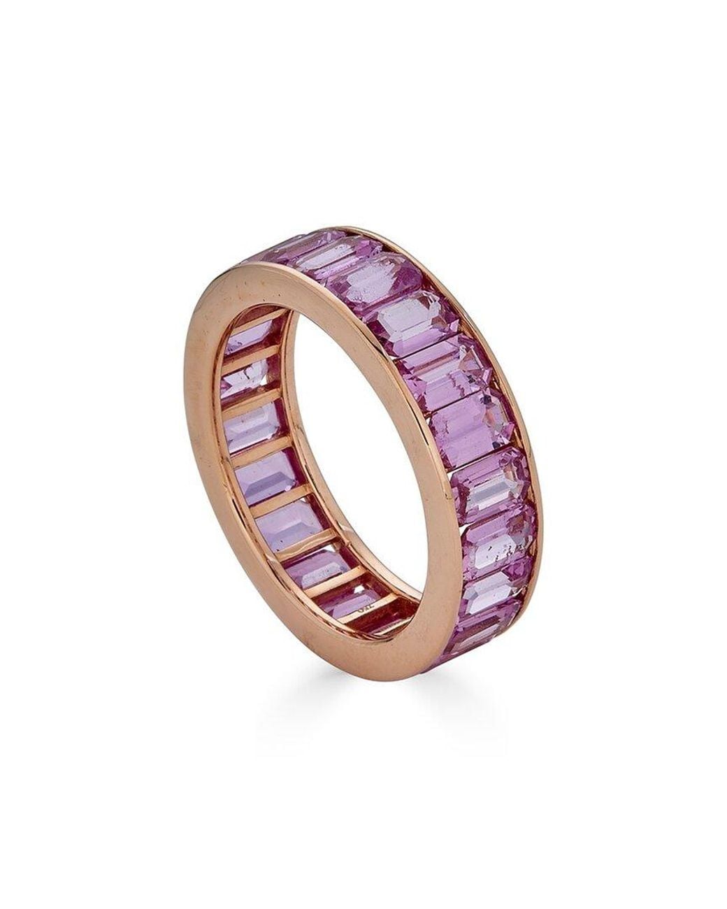 Diana M Pink Fine Jewelry 18K Rose 5.81 Ct. Tw. Cut Sapphire Eternity Ring