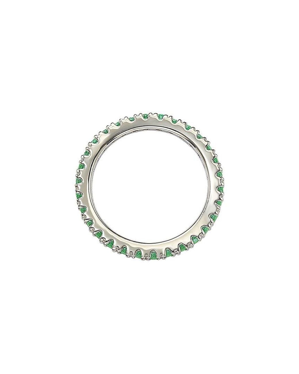 Suzy Levian Green Silver Cz Stackable Ring