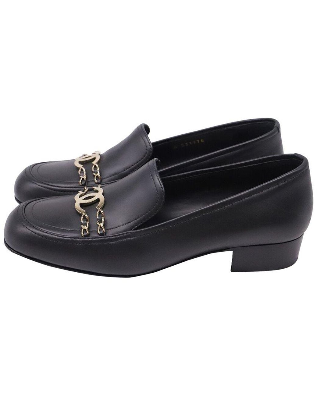 Chanel Blue Leather Cc Chain Loafer (Authentic Pre-Loved)