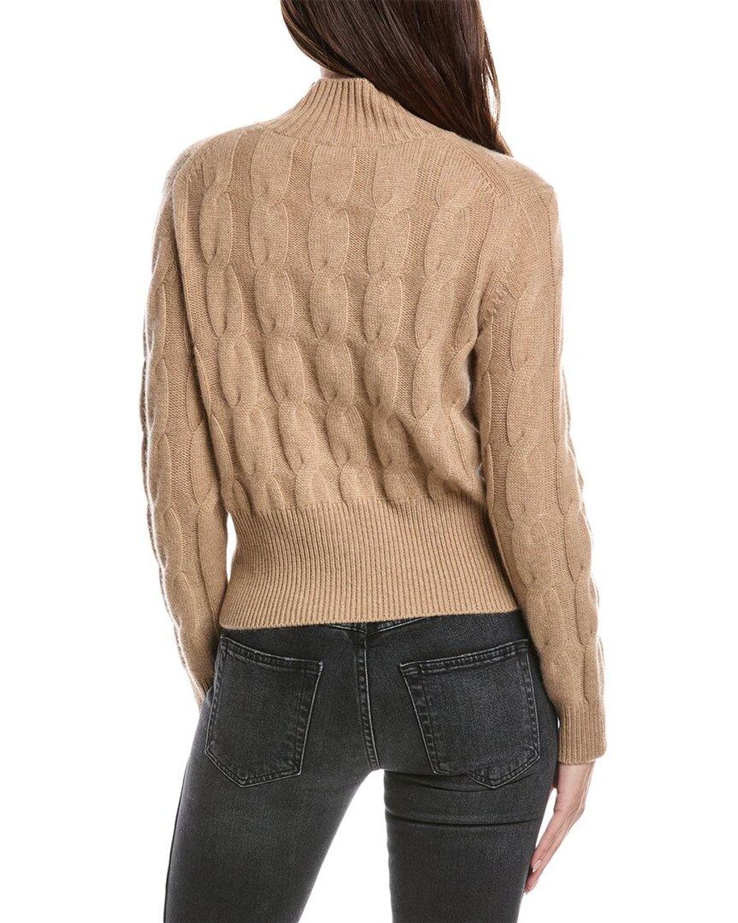 Forte Black Cable Mock Neck Cashmere Sweater