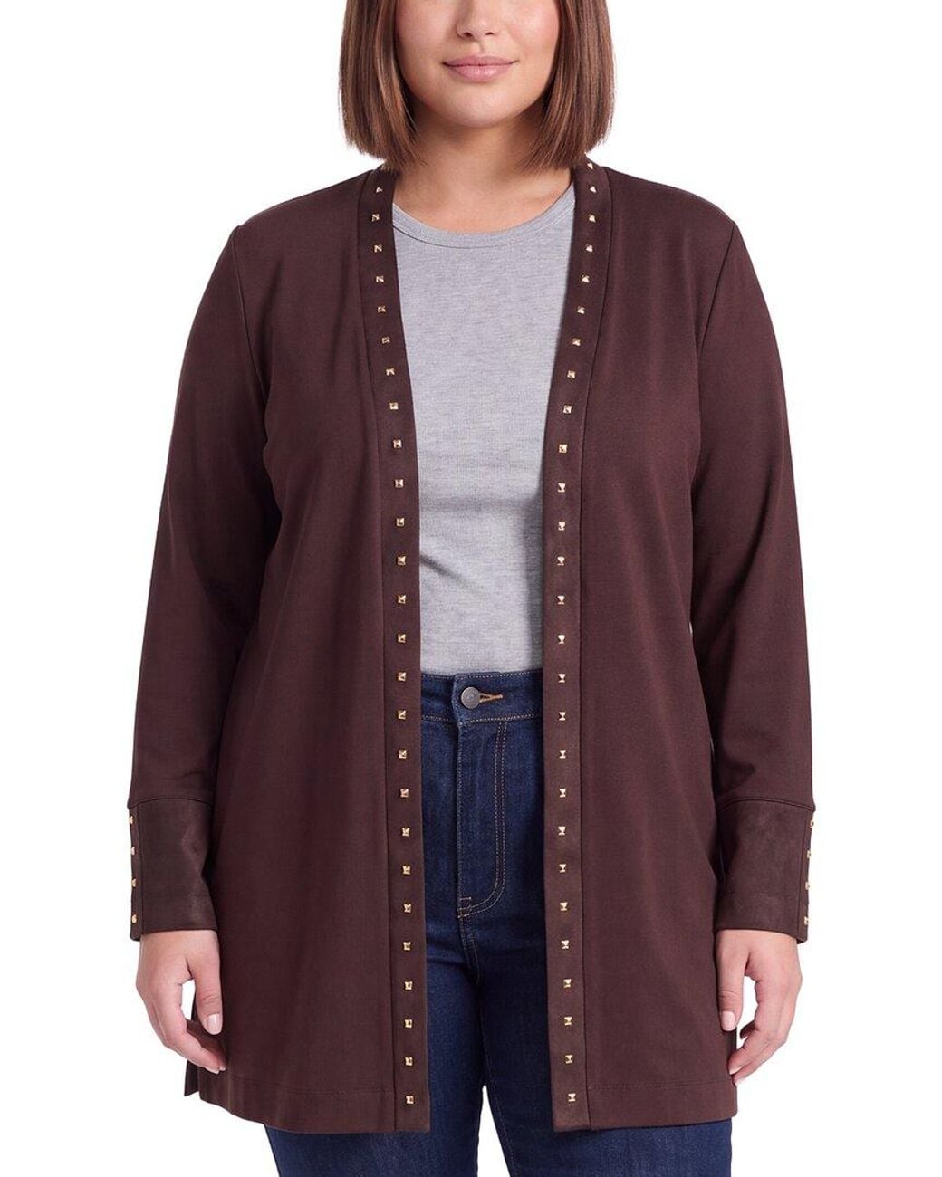 Anne Klein Purple Plus Open Cardigan