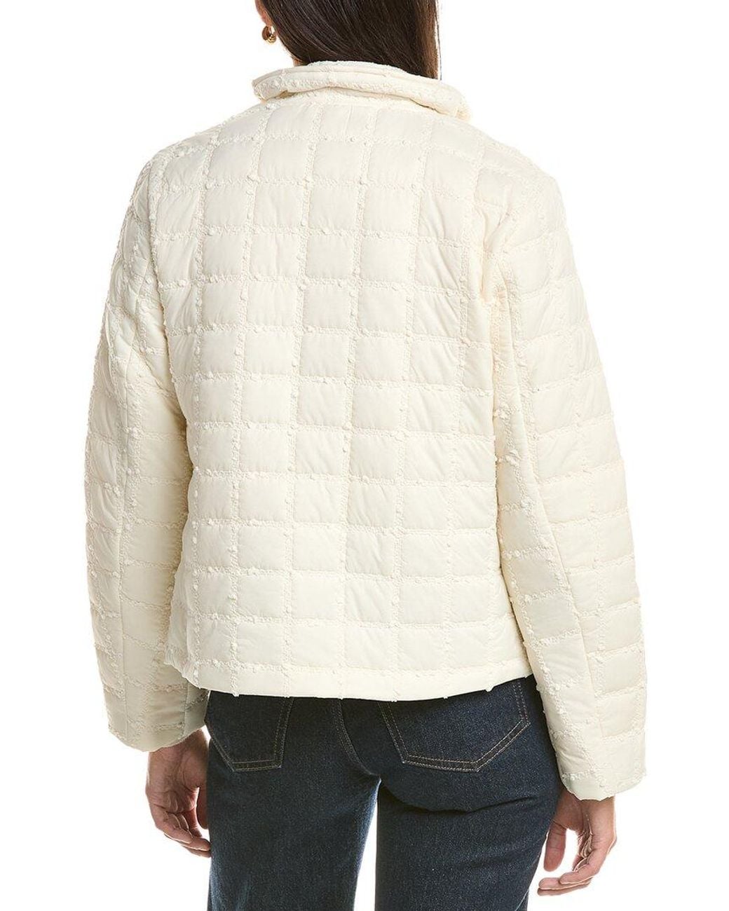 Cece Natural Stand Collar Short Quilted Jacket