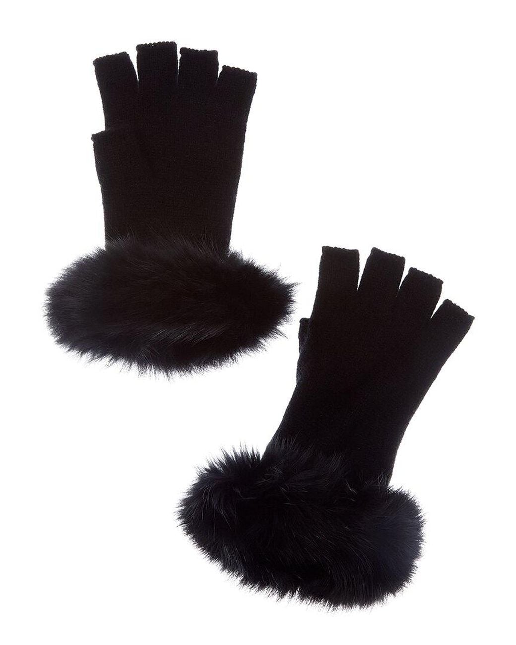Sofiacashmere Black Sofiacashmere Fingerless Cashmere Gloves