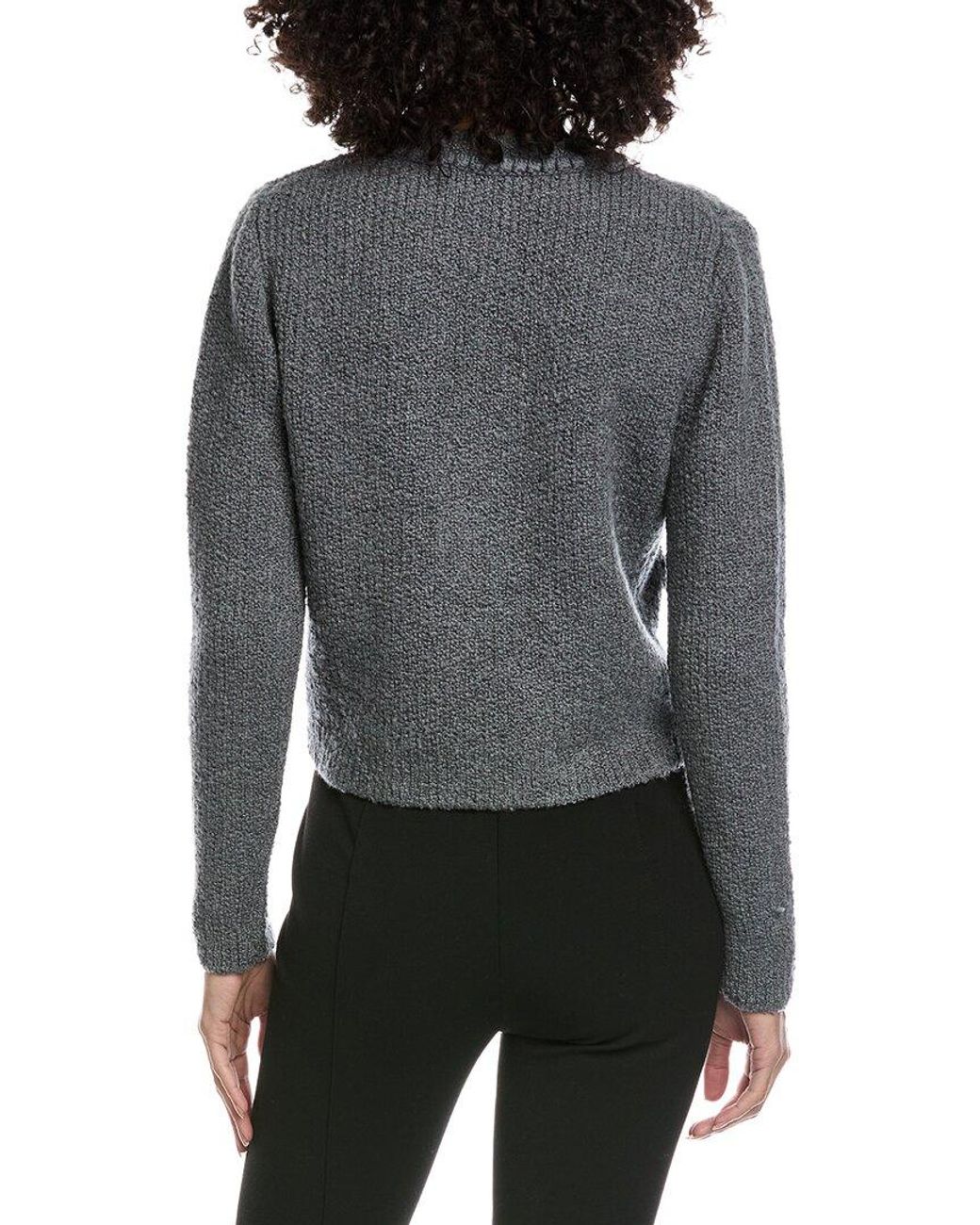 FRAME Gray Frame Cropped Wool-Blend Cardigan