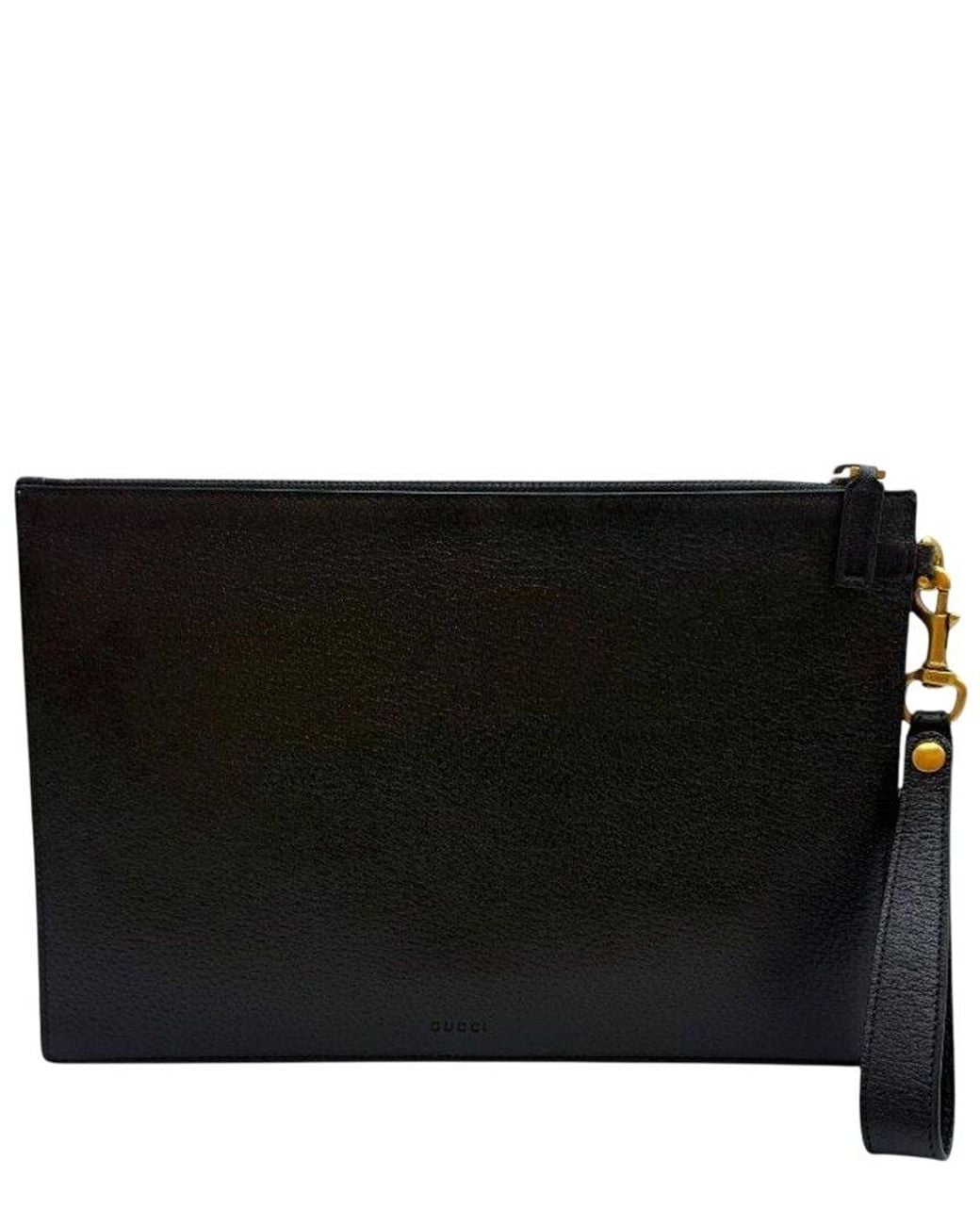 Gucci Black Calfskin Gg Marmont Clutch (Authentic Pre-Loved)
