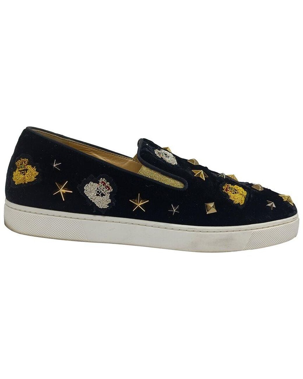 Christian Louboutin Black Velvet Miss Academy Slip-on Sneaker (authentic Pre-loved)