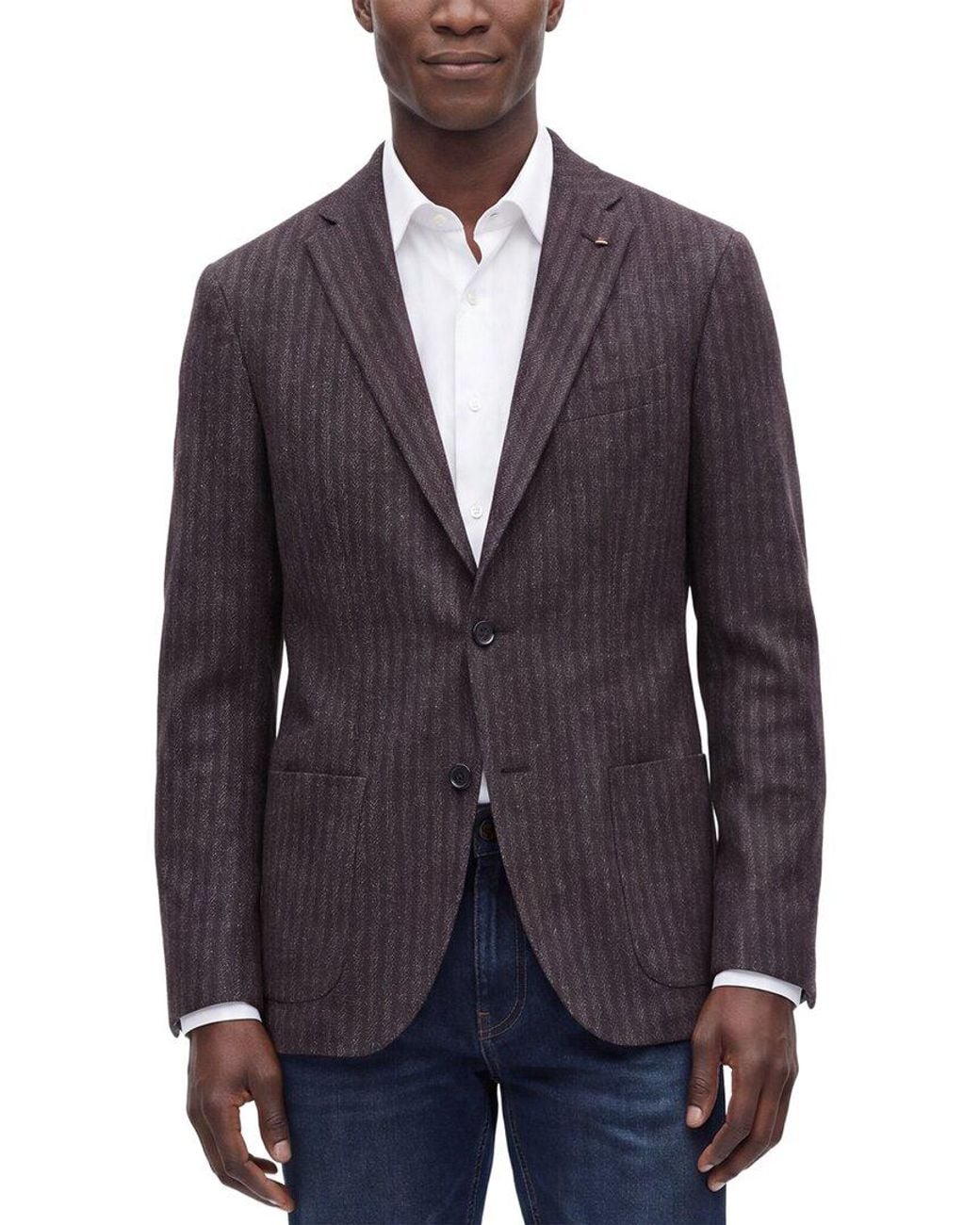 Corneliani Blue Cc Collection Striped Wool & Silk-Blend Blazer for men