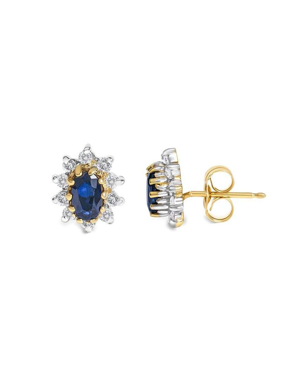 Haus of Brilliance Blue Colorful Gemstones 14K 0.99 Ct. Tw. Diamond & Sapphire Stud Earrings