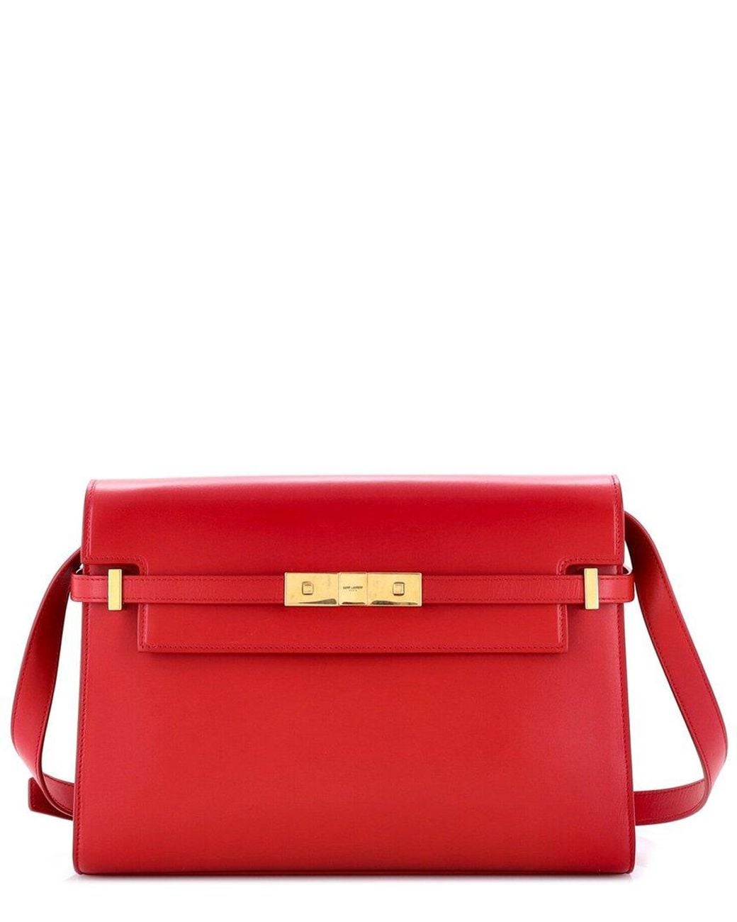 Saint Laurent Red Sheep Leather Manhattan Shoulder Bag Medium (Authentic Pre- Loved)