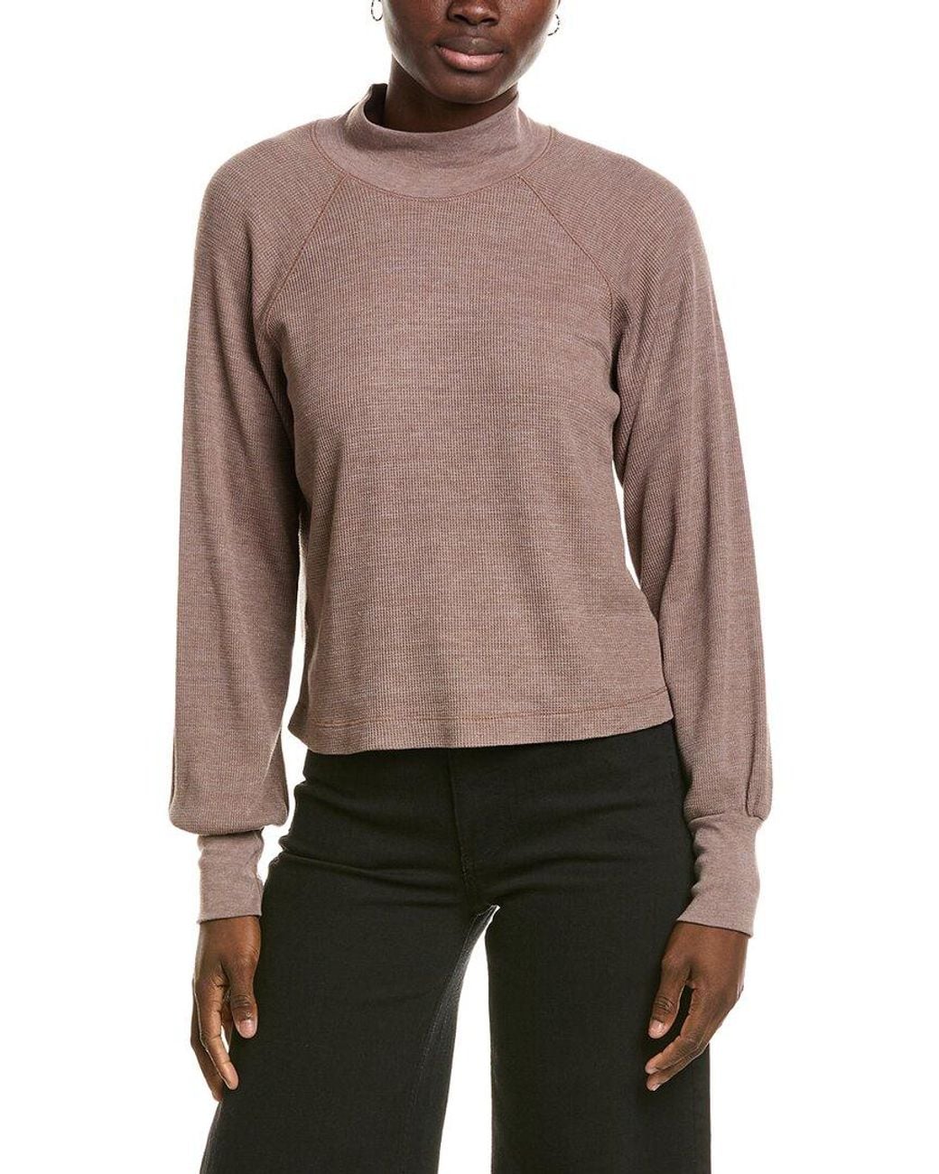 Michael Stars Gray Norma Mock Neck Pullover