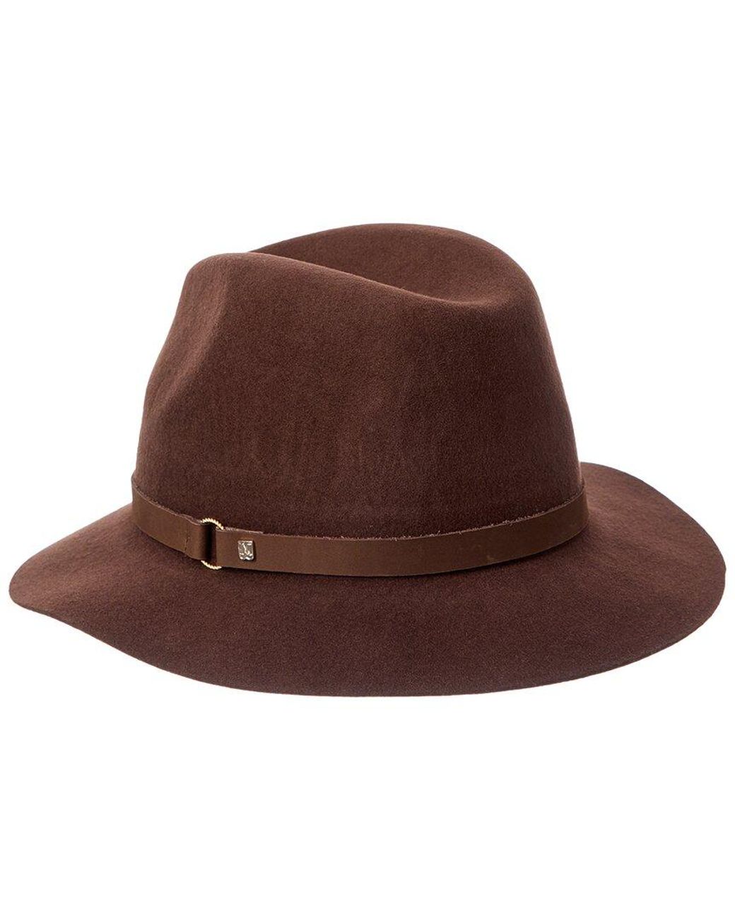 Bruno Magli Brown Leather Band Wool Fedora