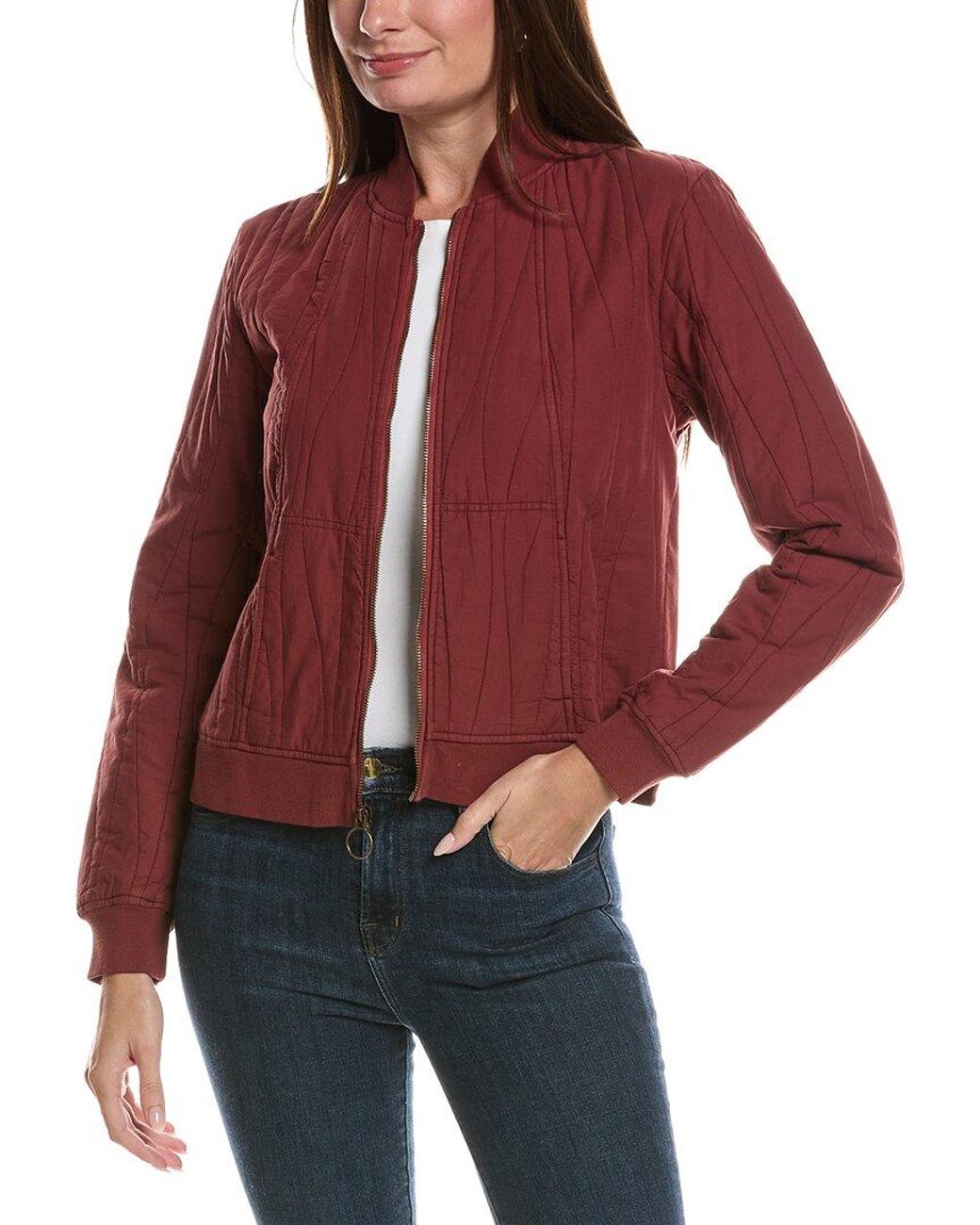 XCVI Red Hurston Quilted Bomber Jacket