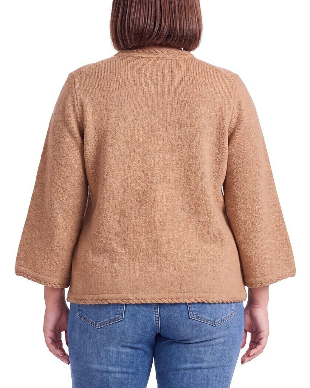 Anne Klein Blue Plus Braid Trim Wool-Blend Sweater