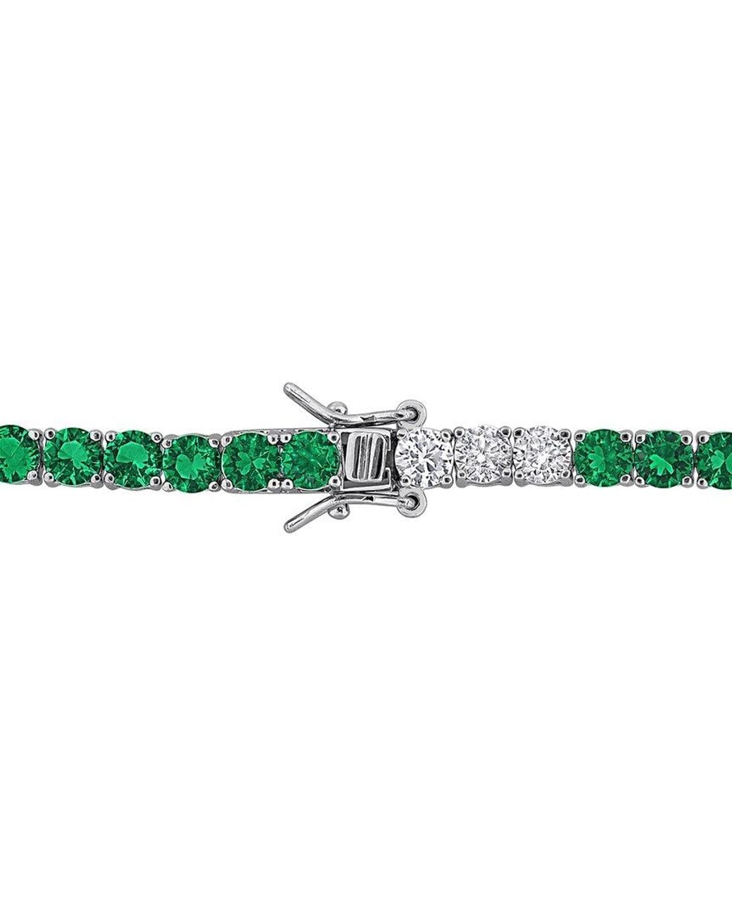 Rina Limor Green 12.16 Ct. Tw. Lab-Grown Emerald, Sapphire Tennis Bracelet