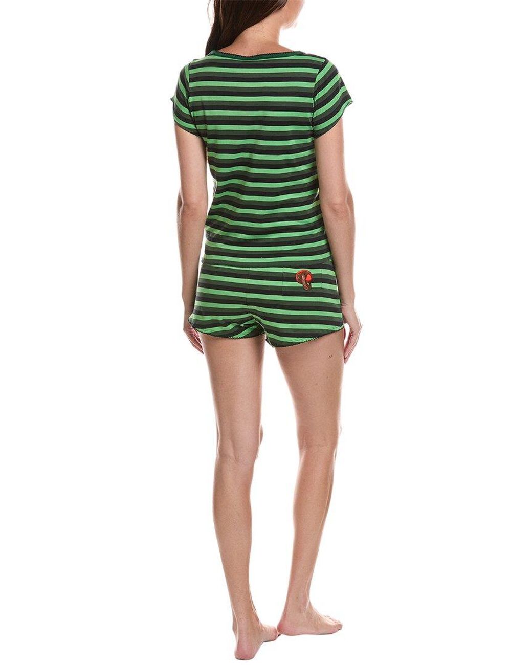 Cozyland by Morgan Lane Green 2Pc Elphaba Stripe Short Pajama Set