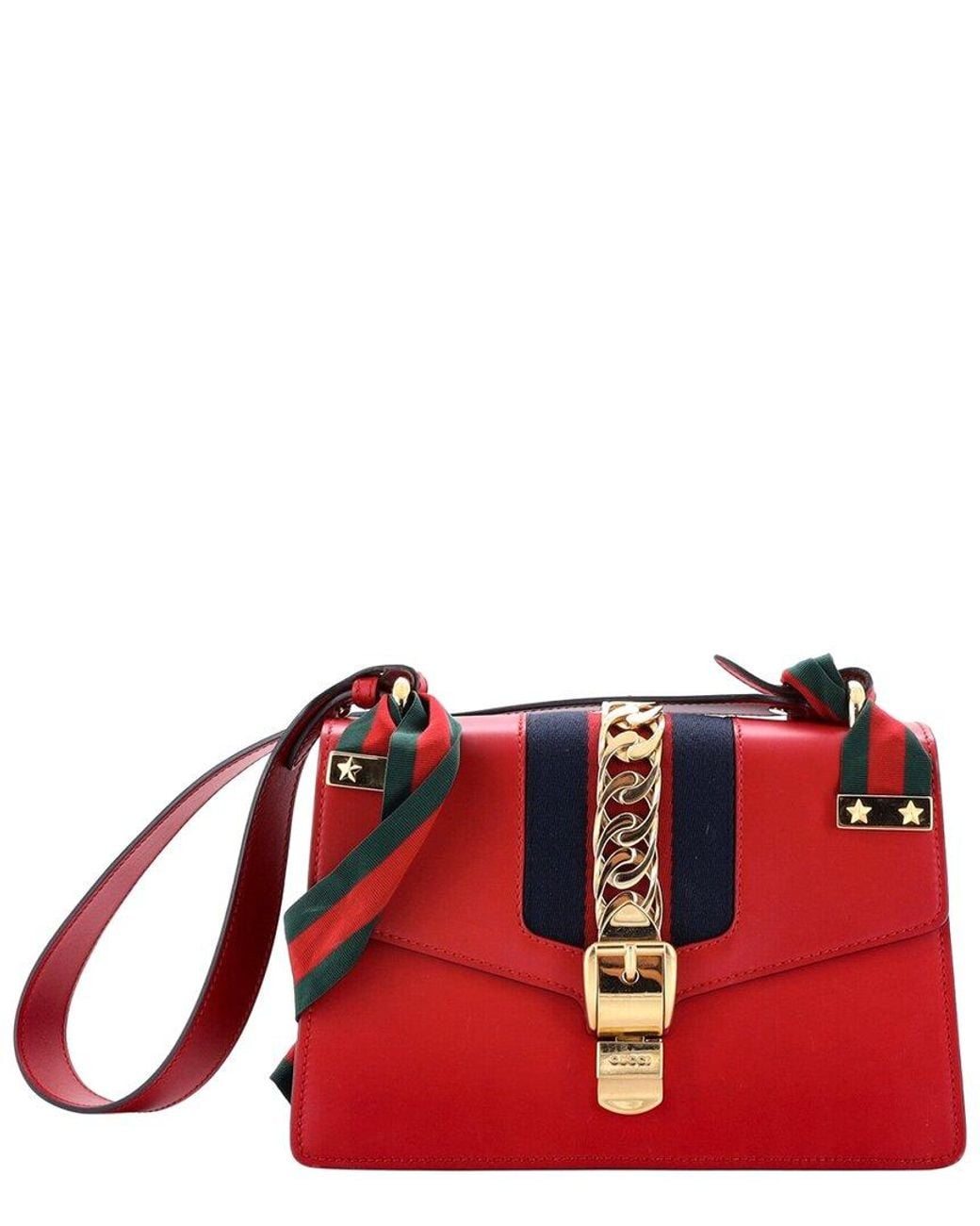Gucci Red Leather Sylvie Shoulder Bag Small (Authentic Pre-Loved)