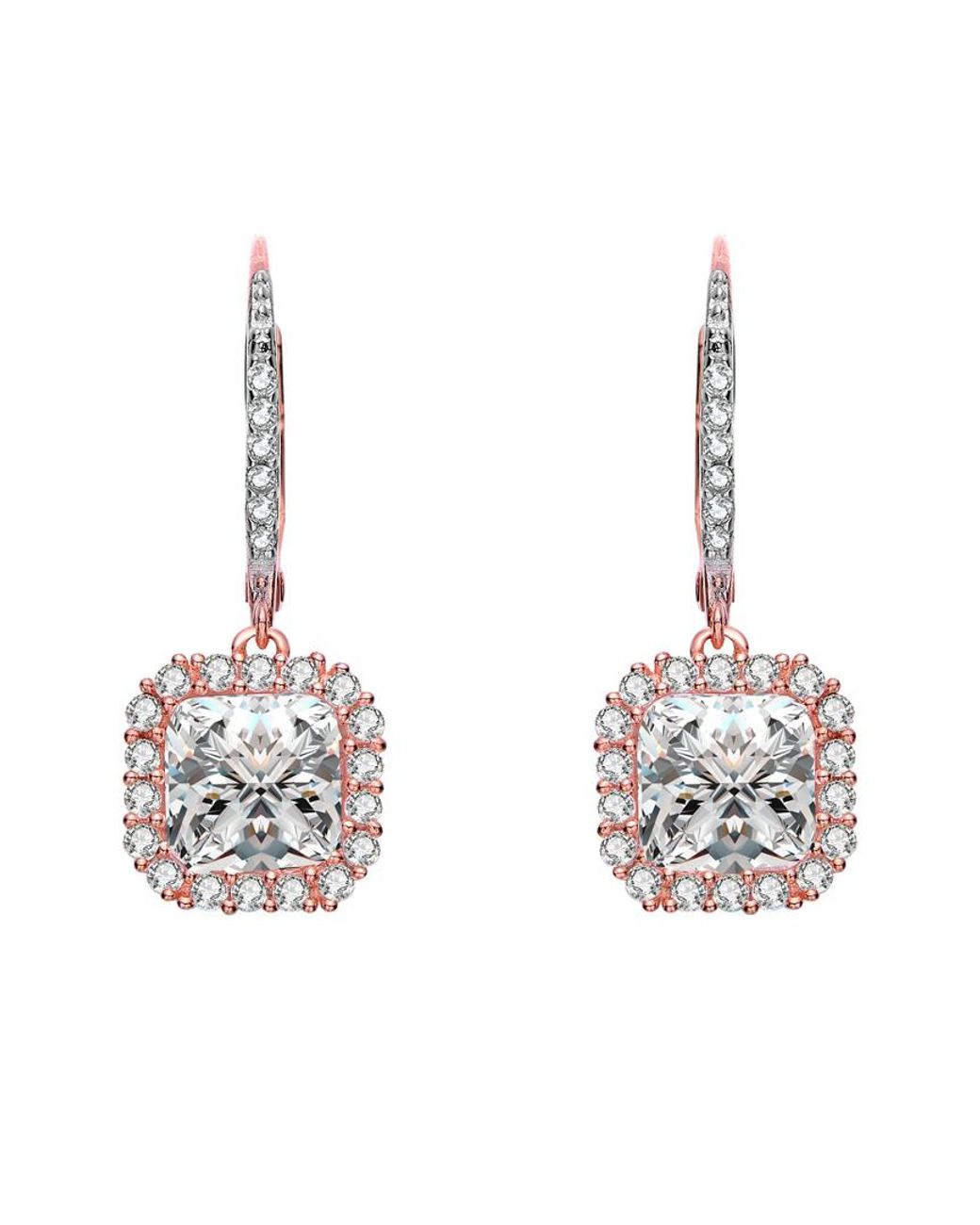 Genevive Jewelry Metallic 14k Rose Gold Vermeil Cz Earrings