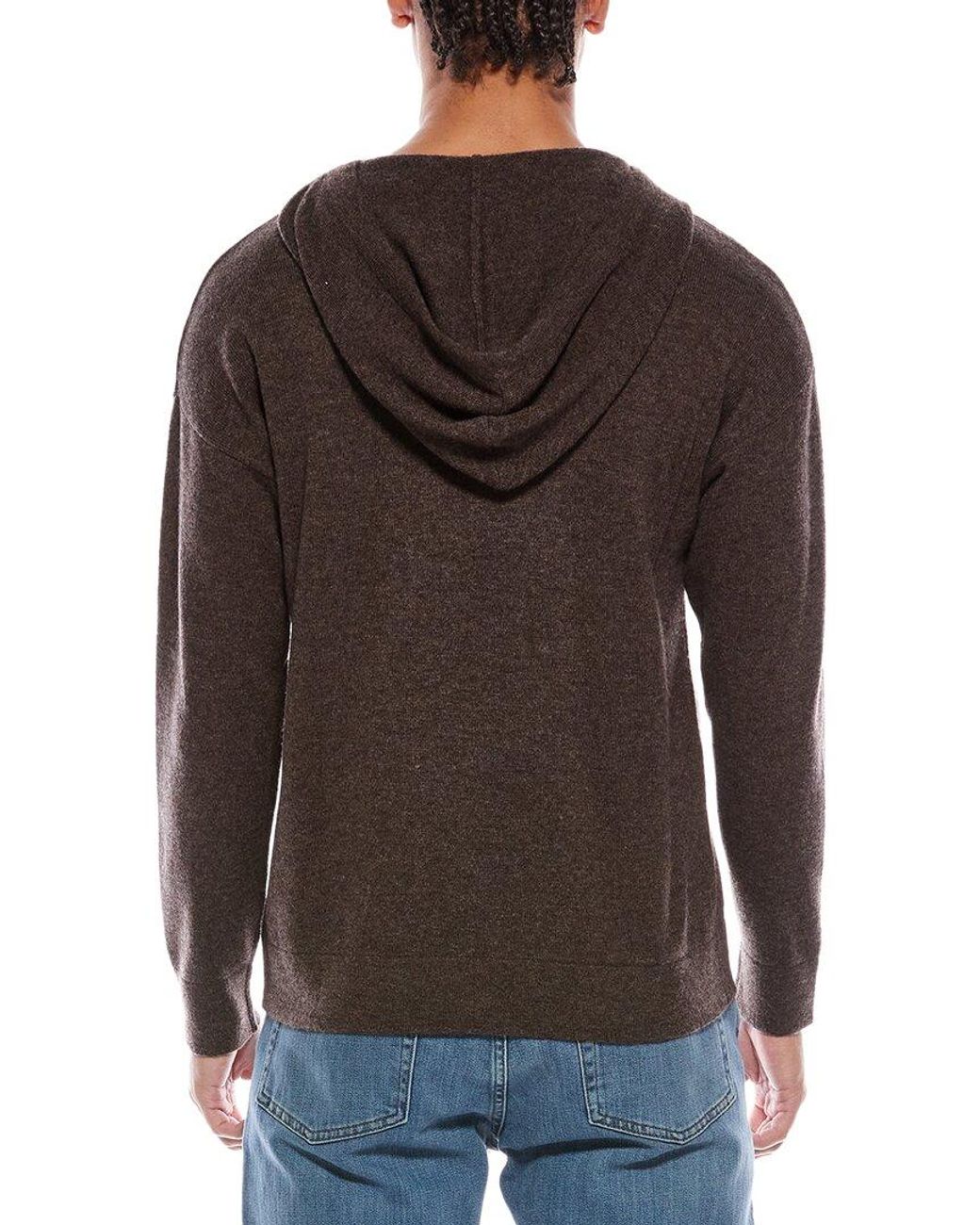 Brodie Cashmere Brown Button Up Wool & Cashmere-Blend Hoodie for men