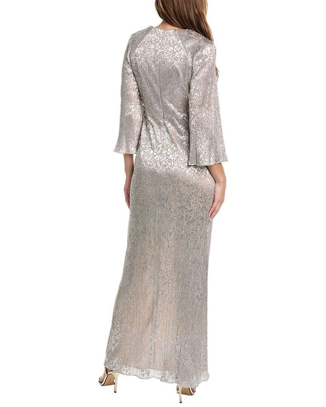 Aidan Mattox Metallic V-Neck Gown