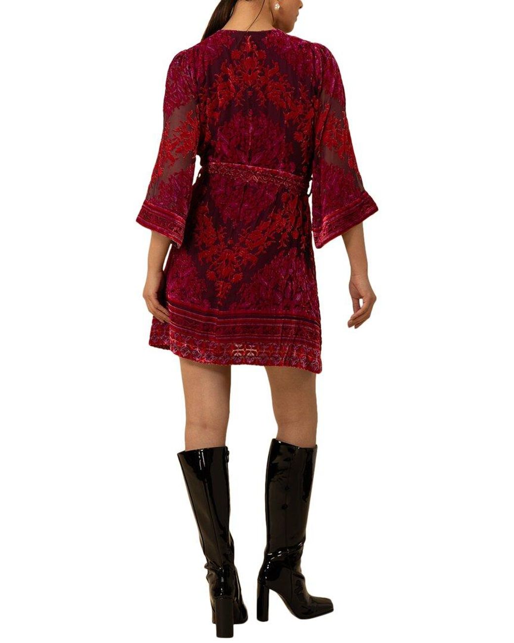 Hale Bob Red Helena Silk-Blend Mini Dress