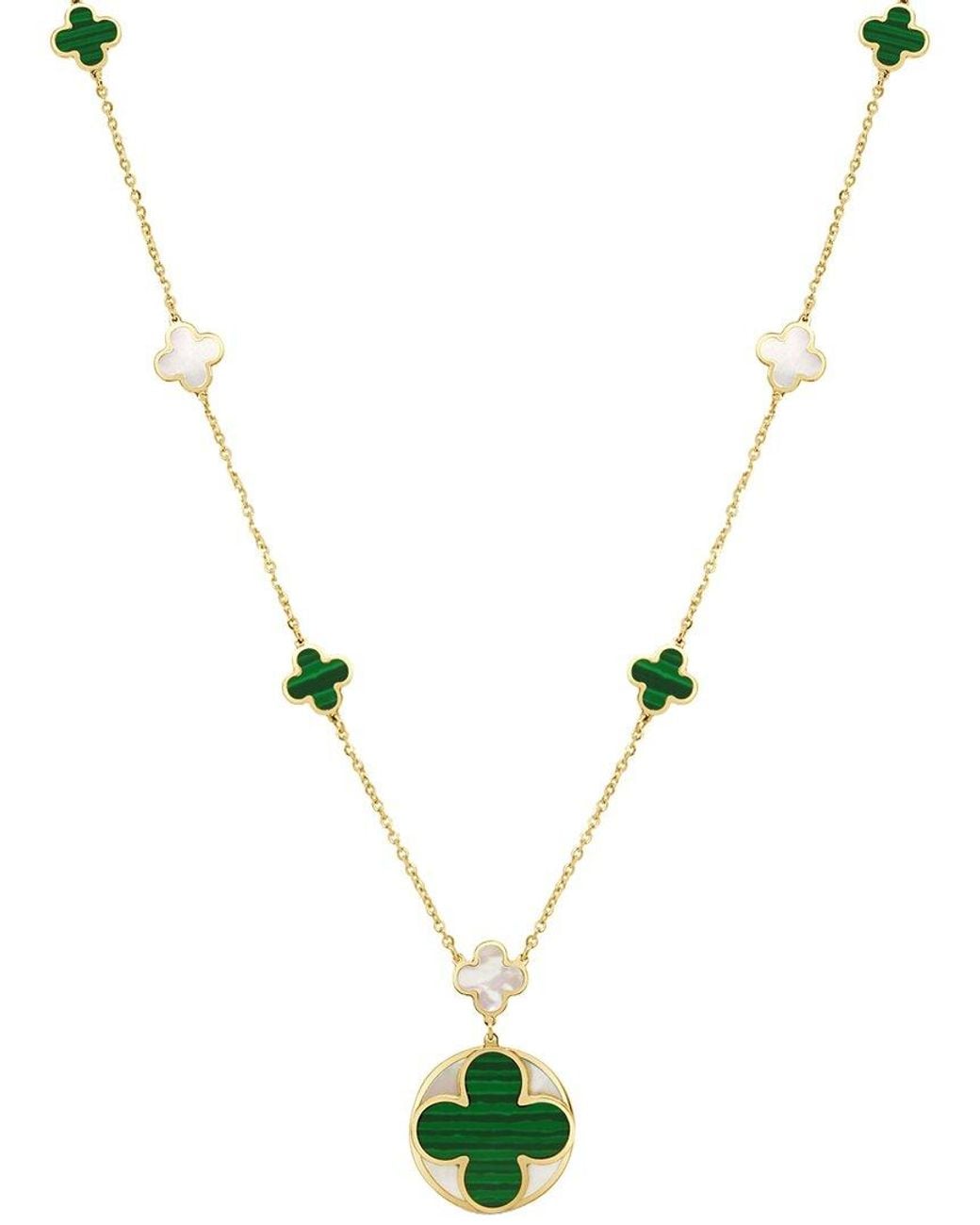 Italian Gold Metallic 14K Gemstone Clover Pendant