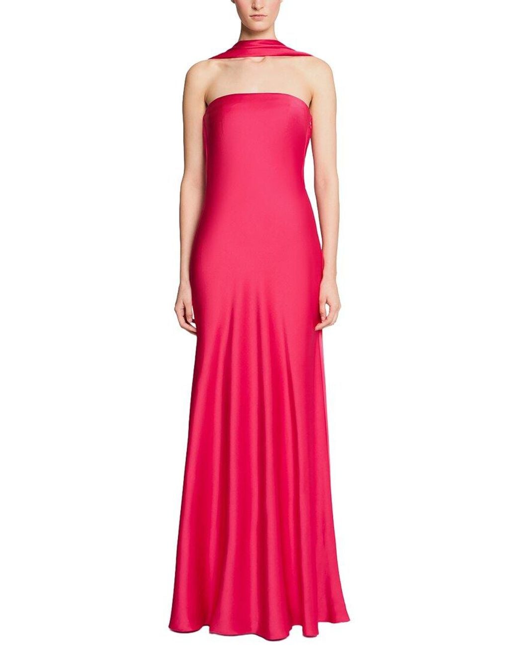 Halston Heritage Pink Vali Crepe Gown