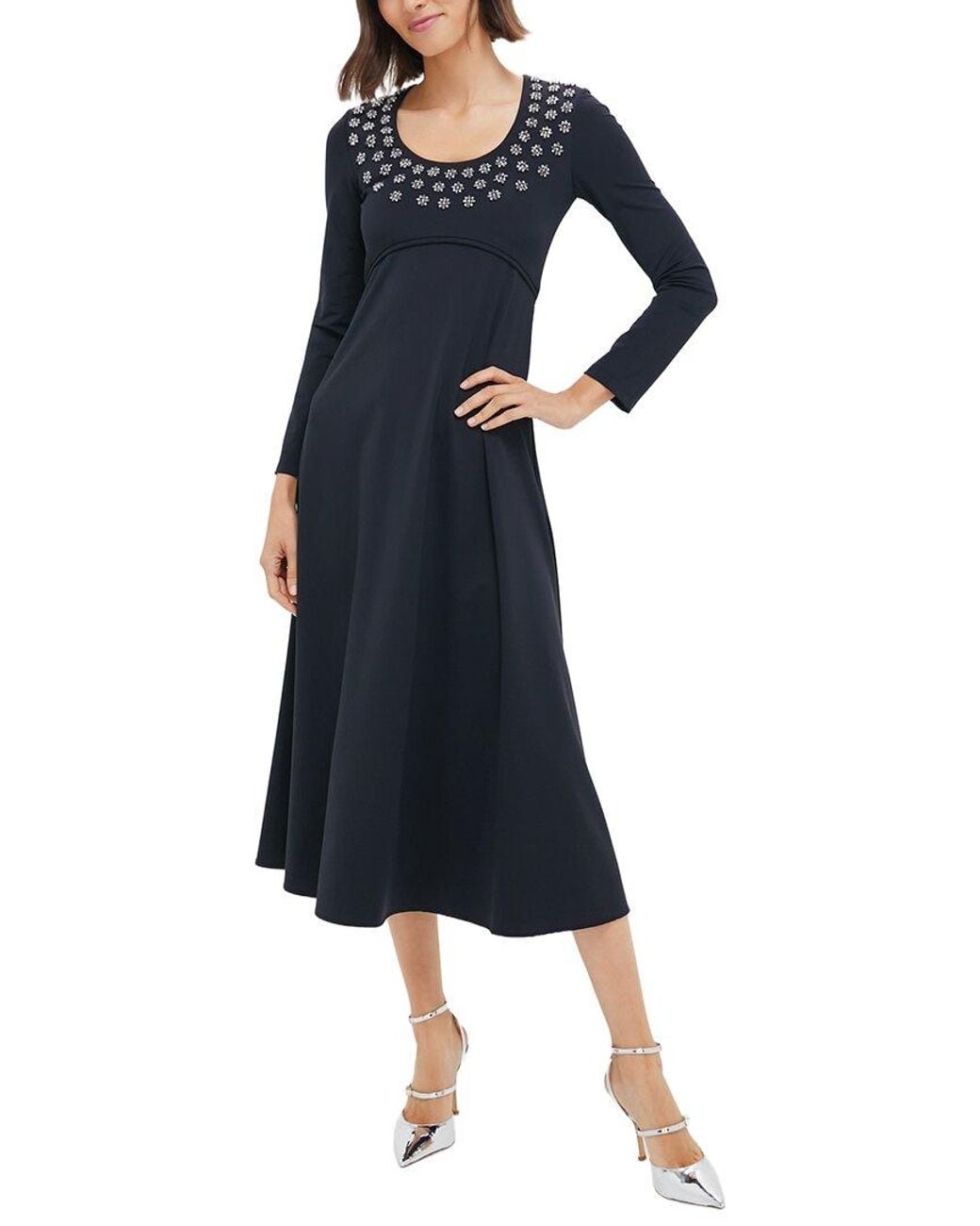 Sea Blue Caryl Beaded Midi Dress
