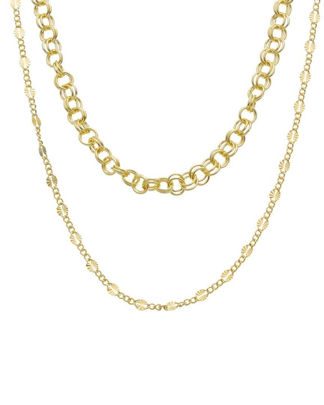Italian Gold Over Silver Metallic 18K Plated Multi Strand Necklace