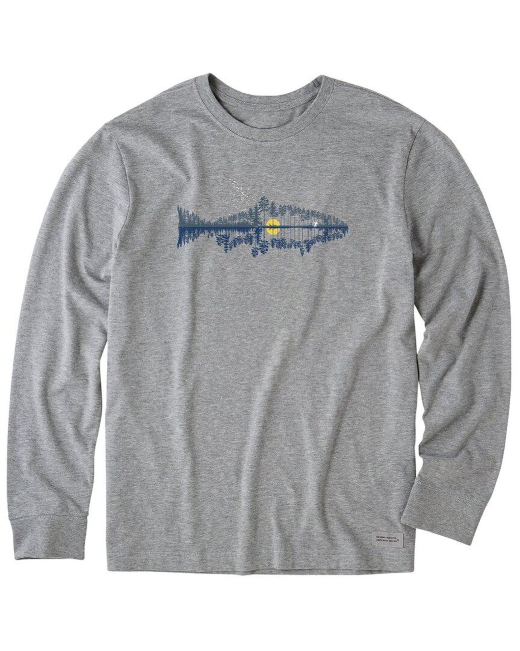 Life Is Good. Gray Fishscape Crusher-Lite T-Shirt for men