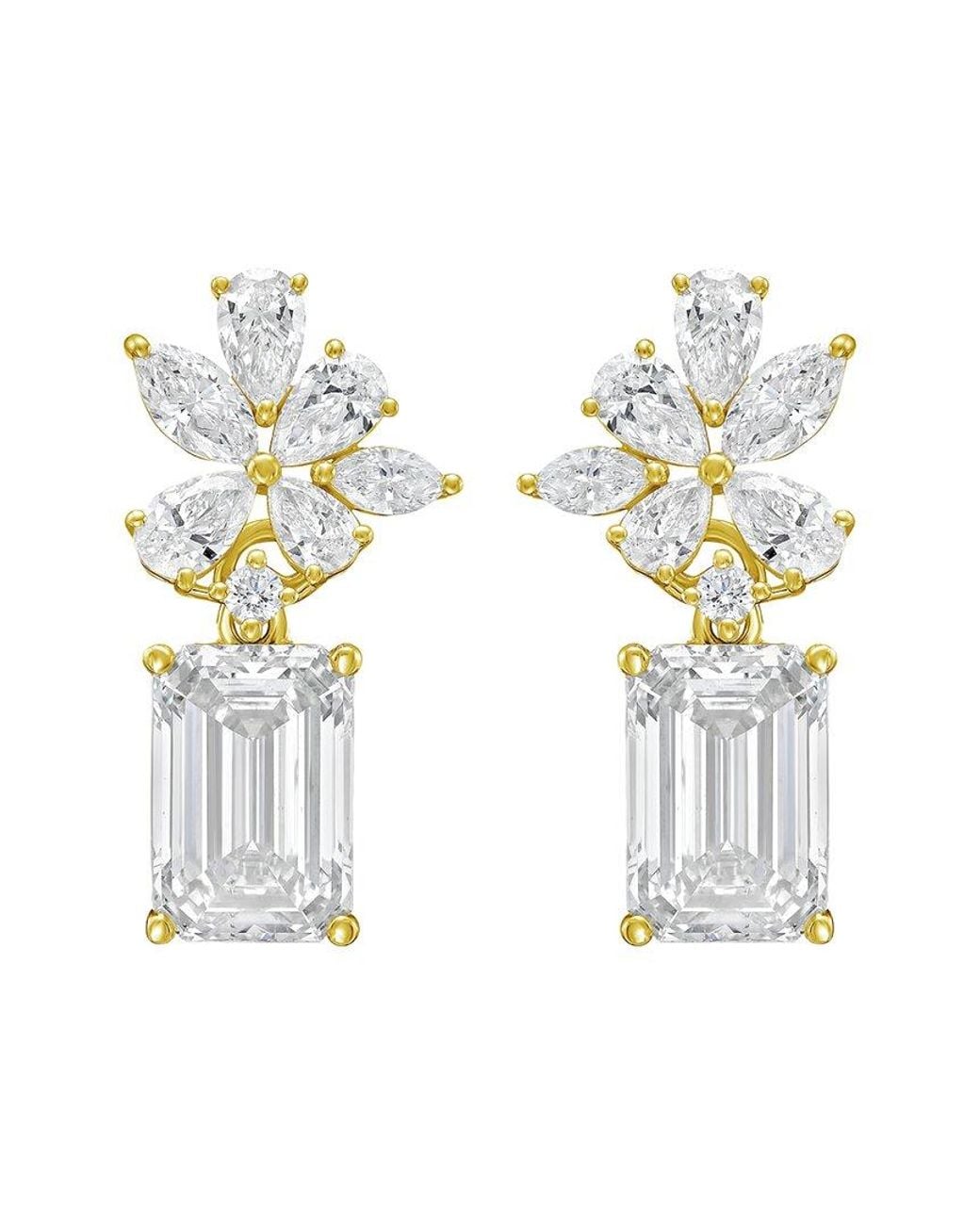 Diana M Metallic 14K 15.00 Ct. Tw. Lab-Grown Diamond Drop Earrings