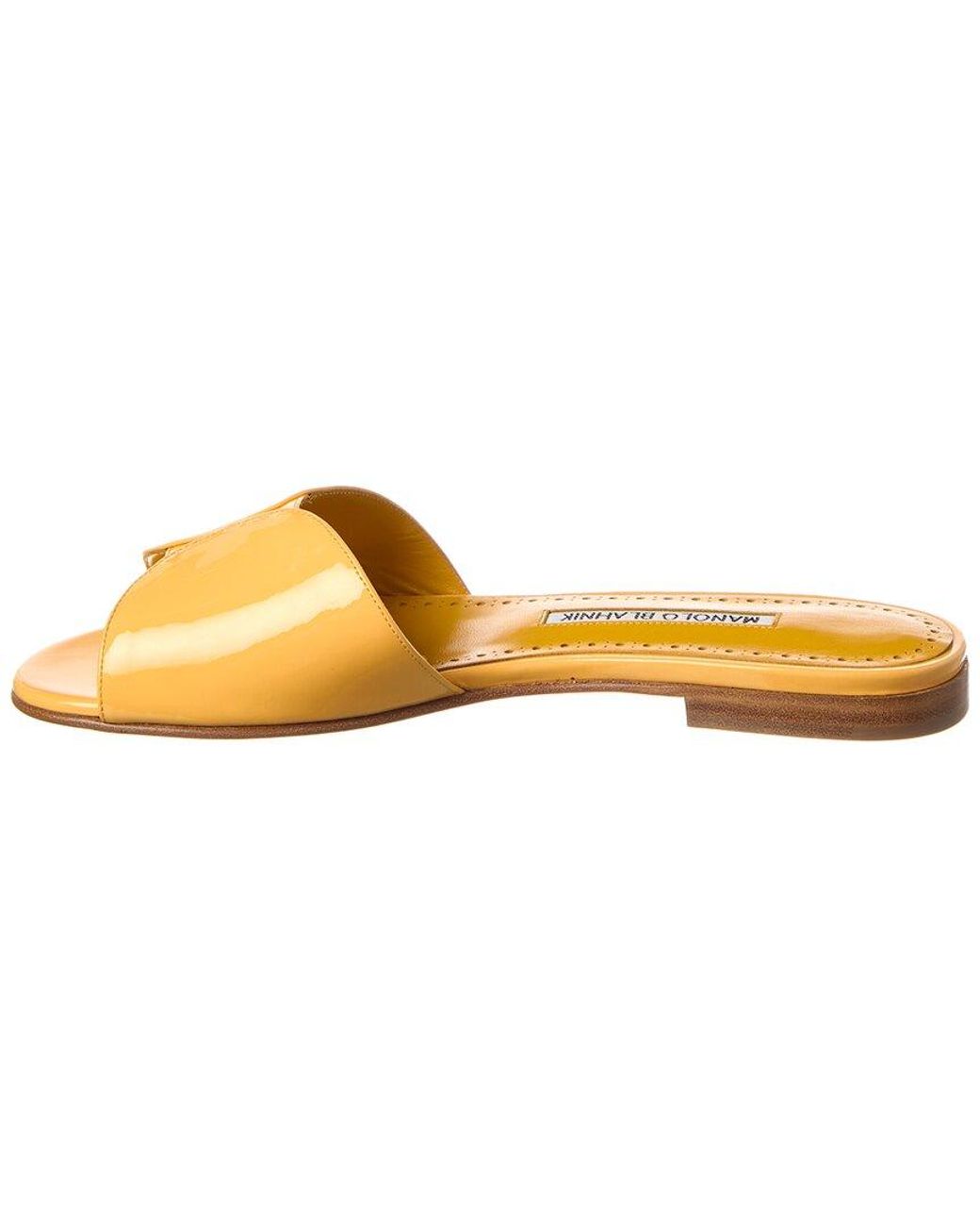 Manolo Blahnik Yellow Houramu Patent Sandal