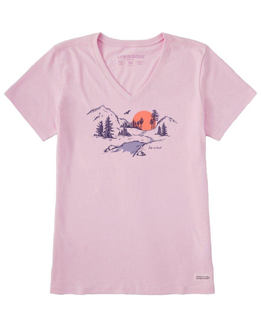 Life Is Good. Pink Crusher Lite V-Neck T-Shirt