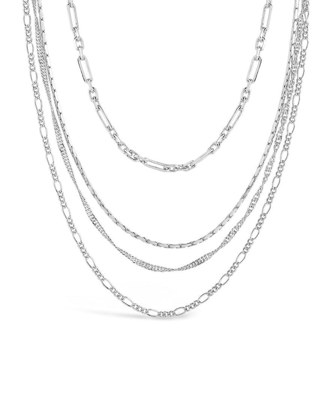 Sterling Forever White Multi Chain Layered Necklace