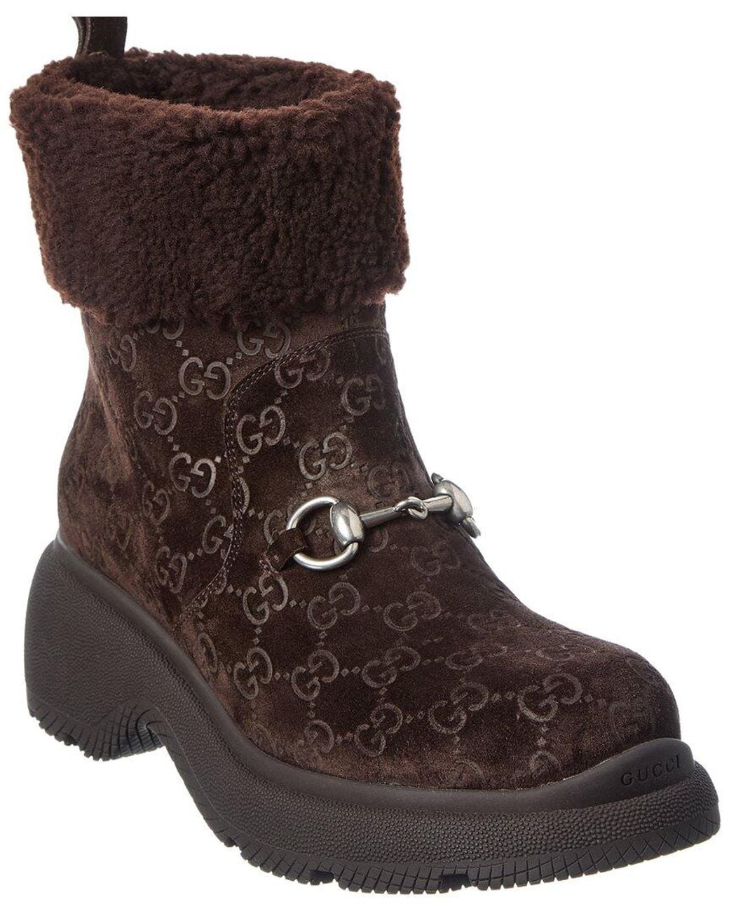 Gucci Brown Gg Suede Bootie