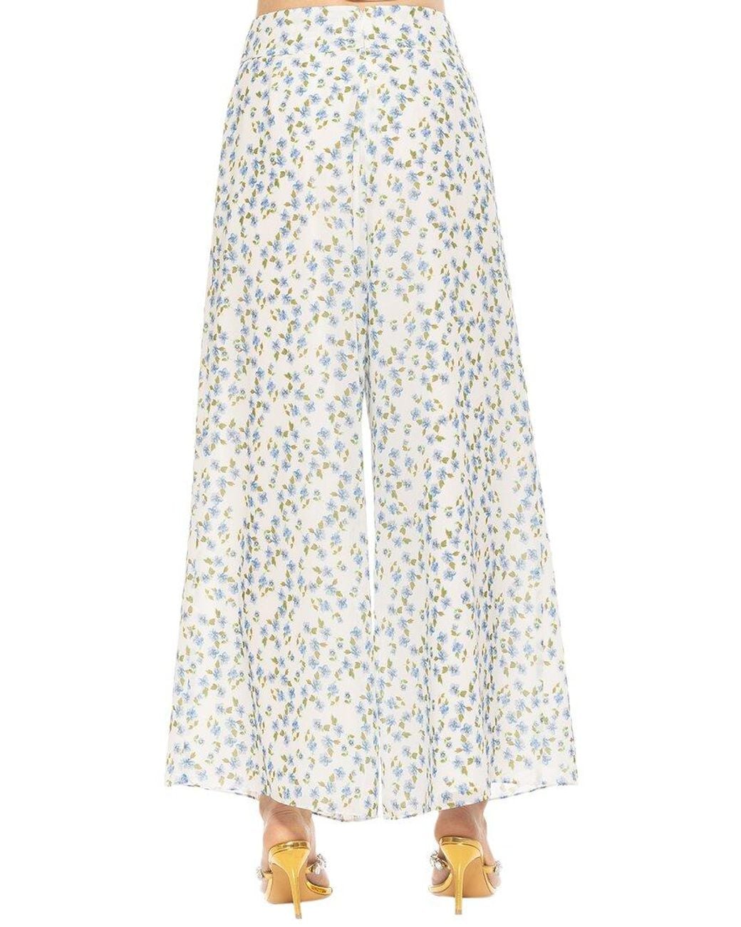 Alexia Admor White Chiffon Wide-Leg Flared Pants