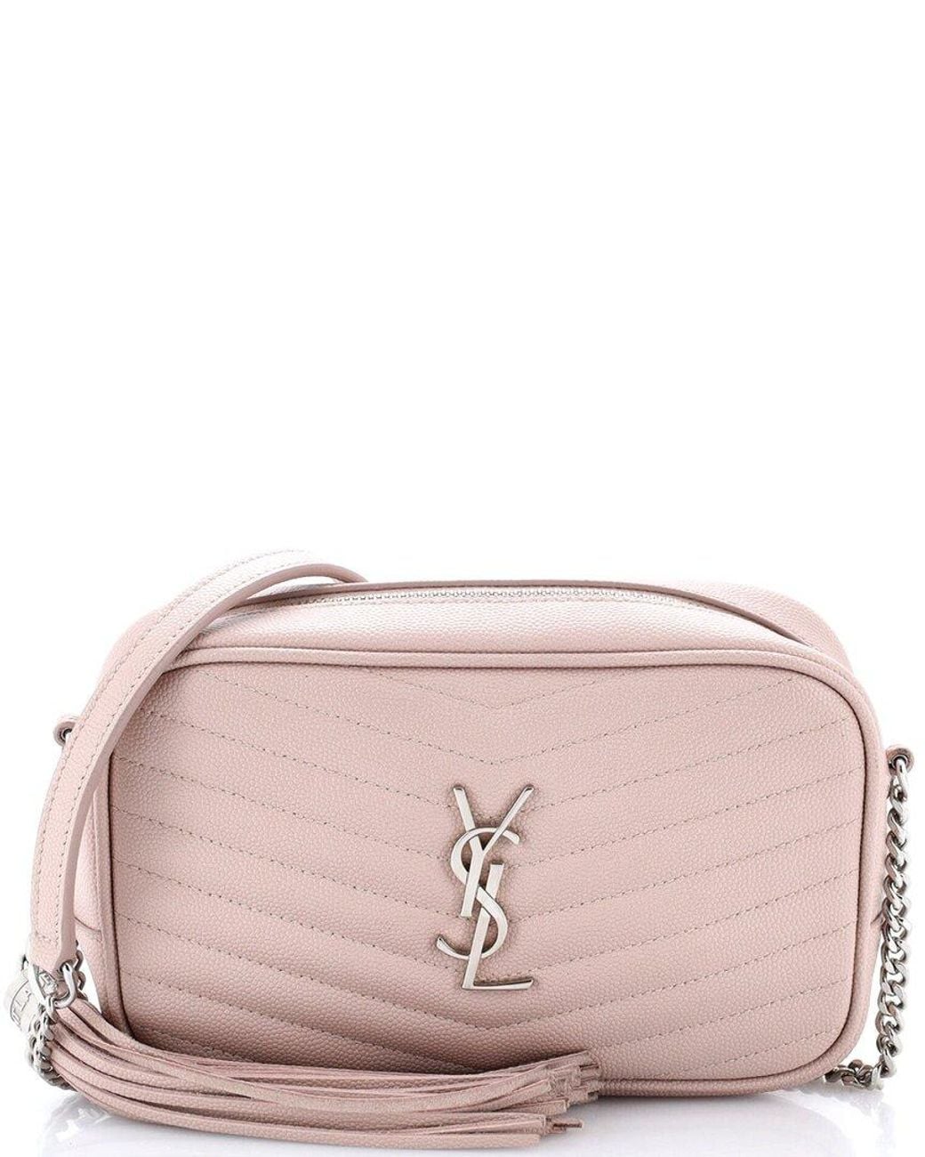 Saint Laurent Pink Matelasse Chevron Leather Lou Camera Bag Mini (Authentic Pre-Loved)