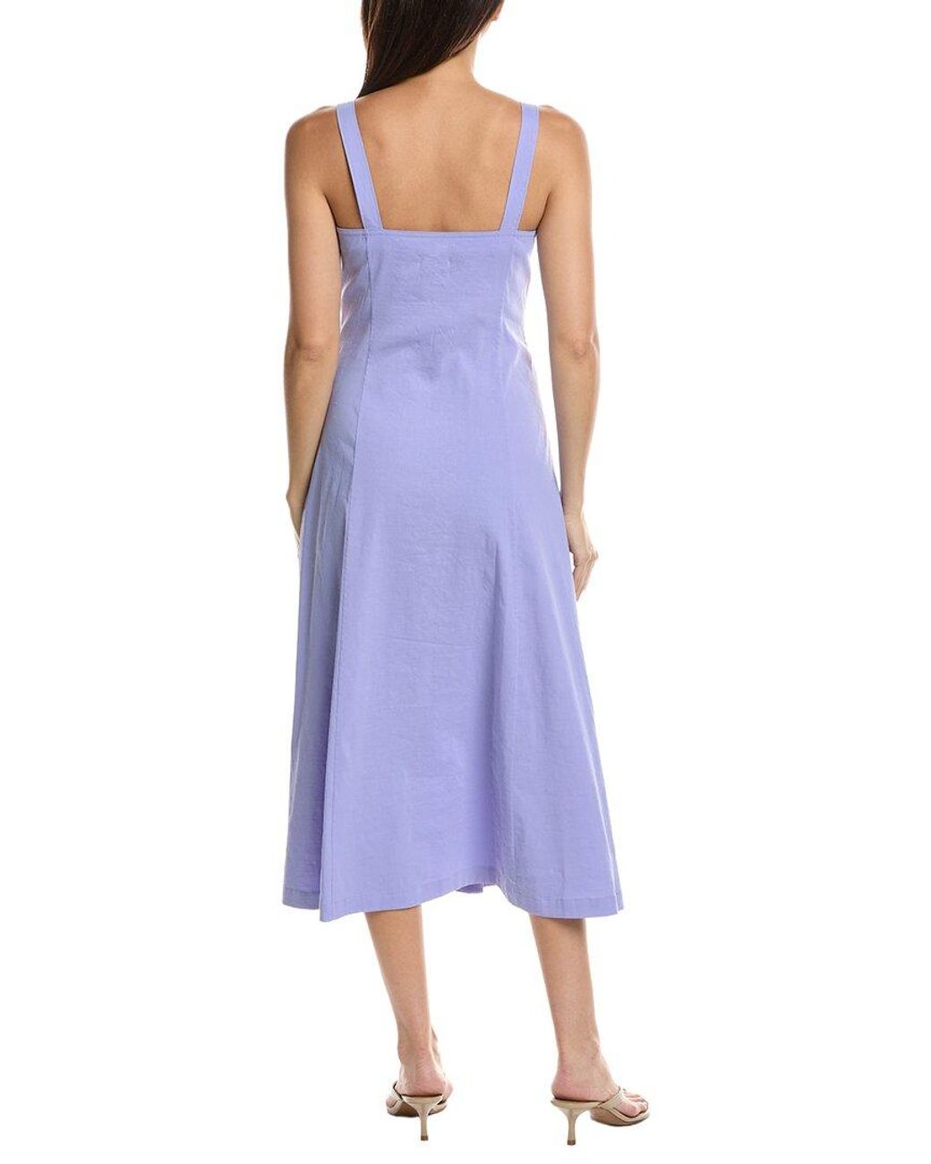 Theory Blue Linen-Blend Dress