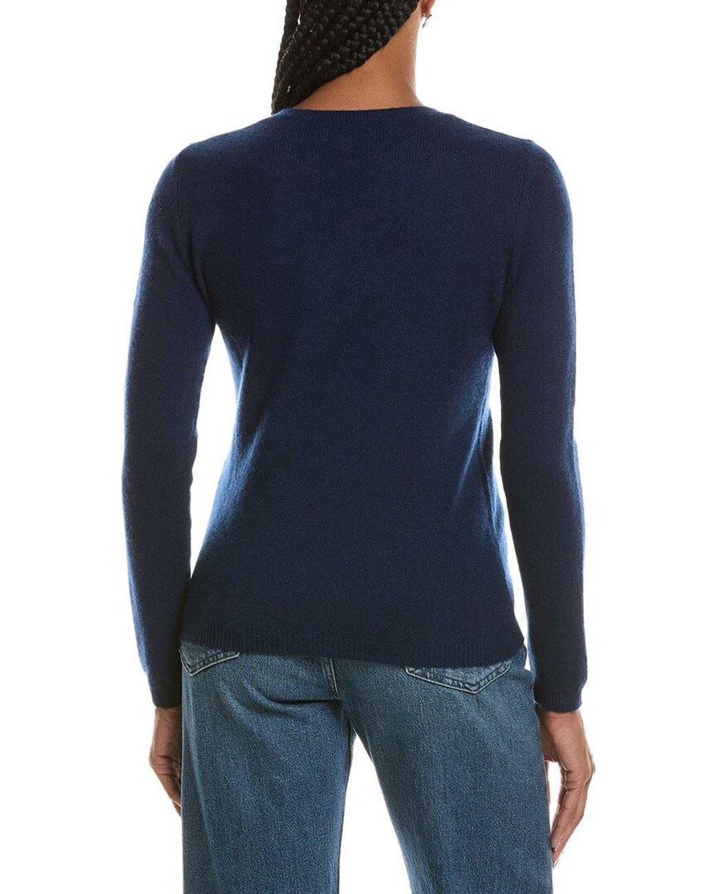 Forte Blue Basic Crewneck 100% Cashmere Sweater