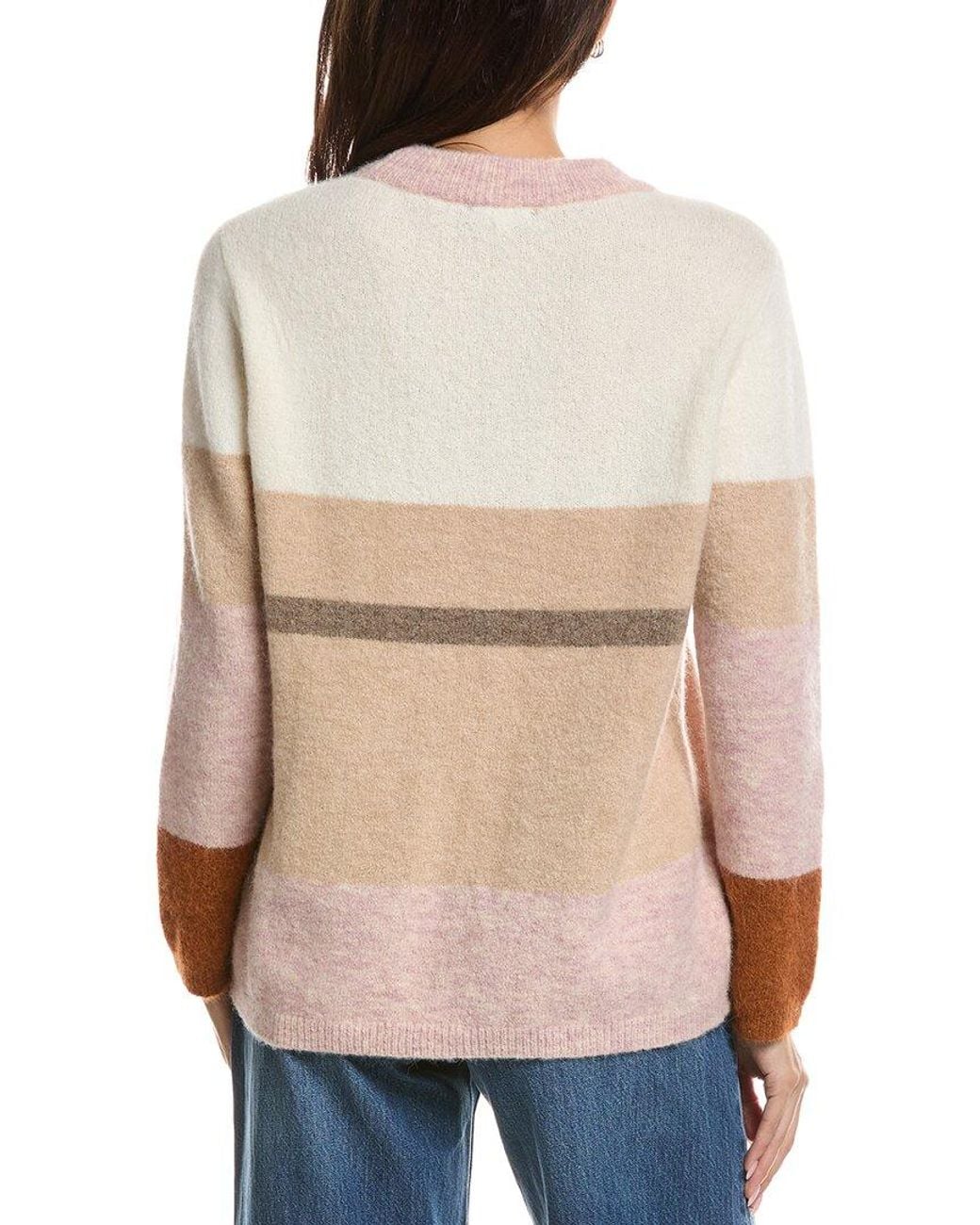 Forte Natural Lofty Colorblock Alpaca-Blend Sweater