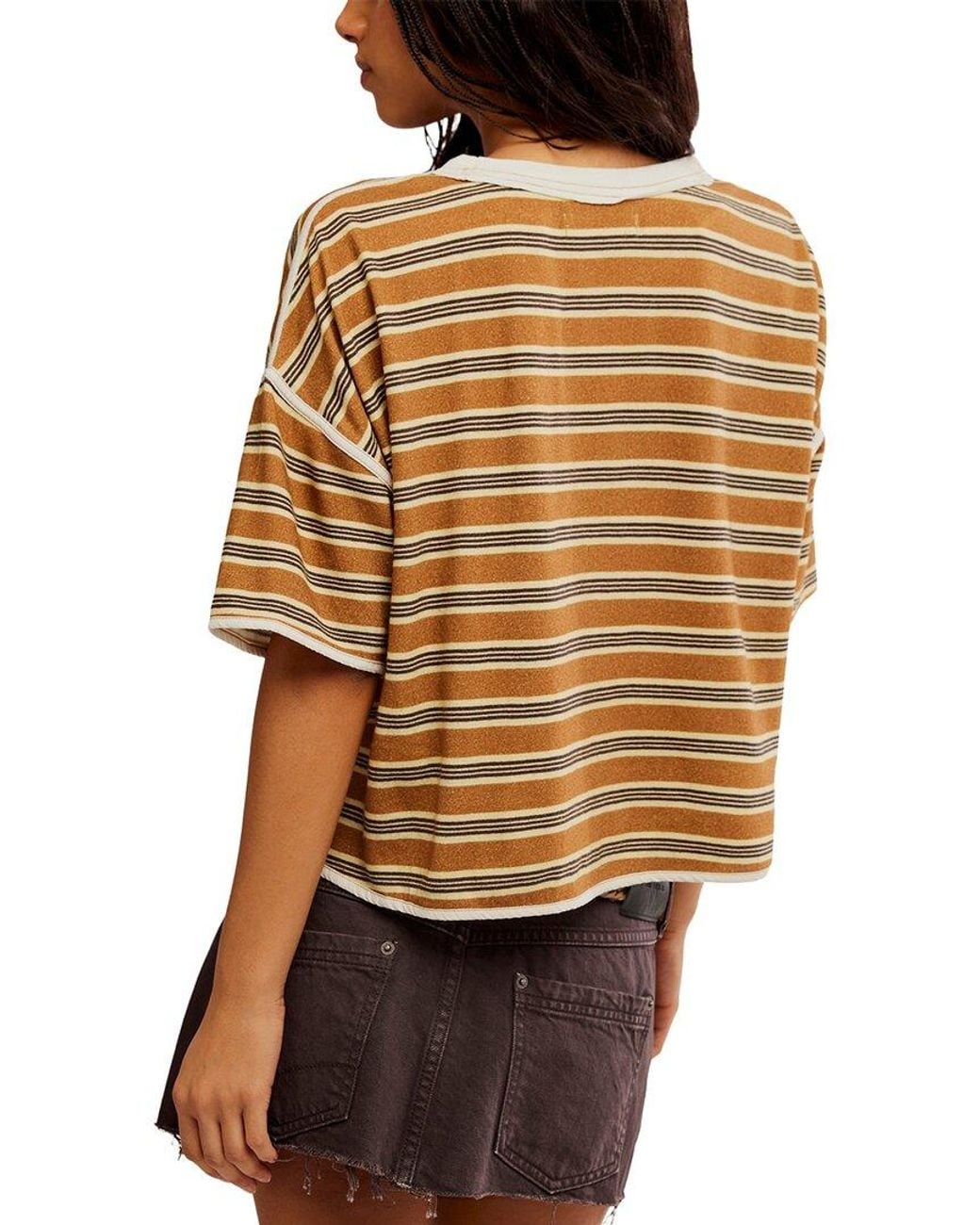 Free People Brown Clean Rugby Top