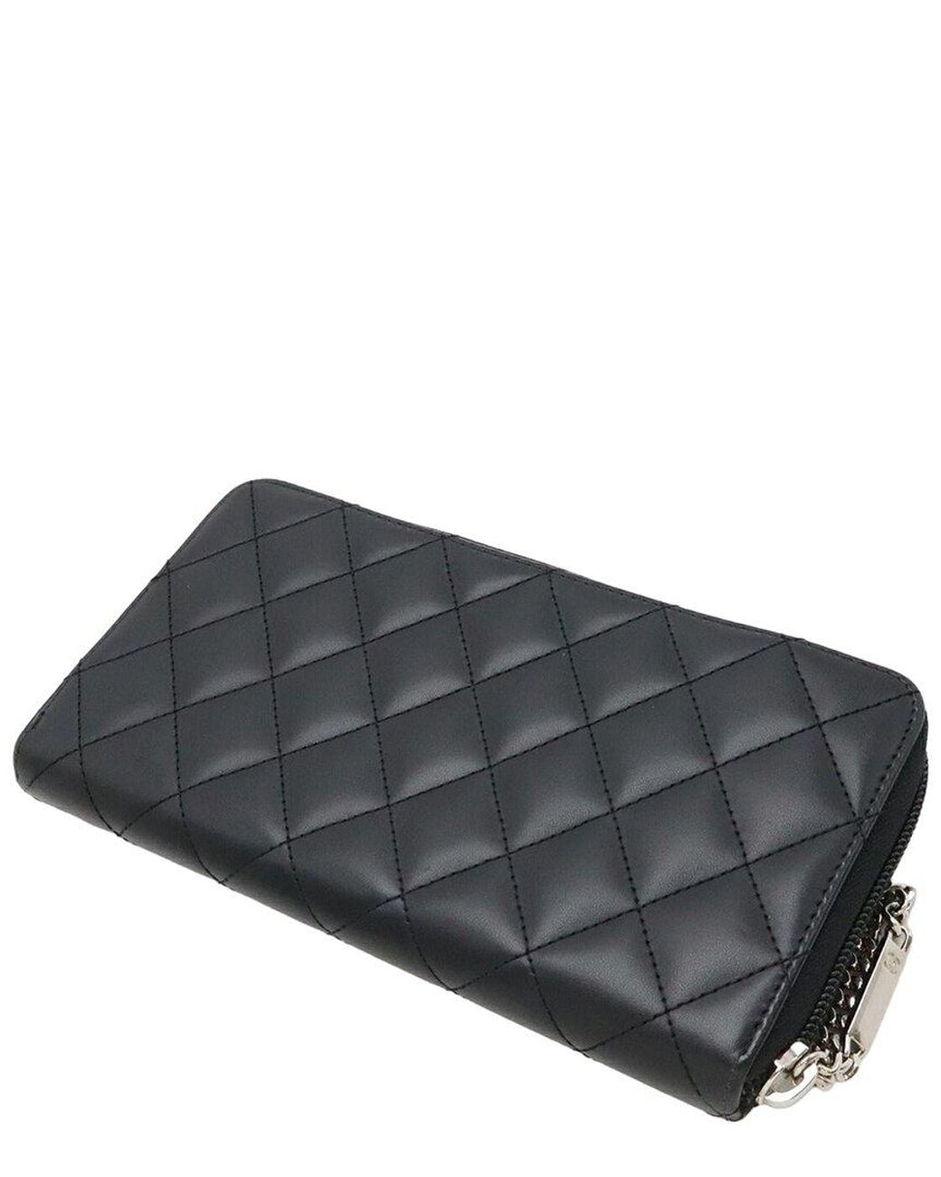 Chanel Black Enamel Cambon Line Zip-Around Wallet (Authentic Pre-Loved)