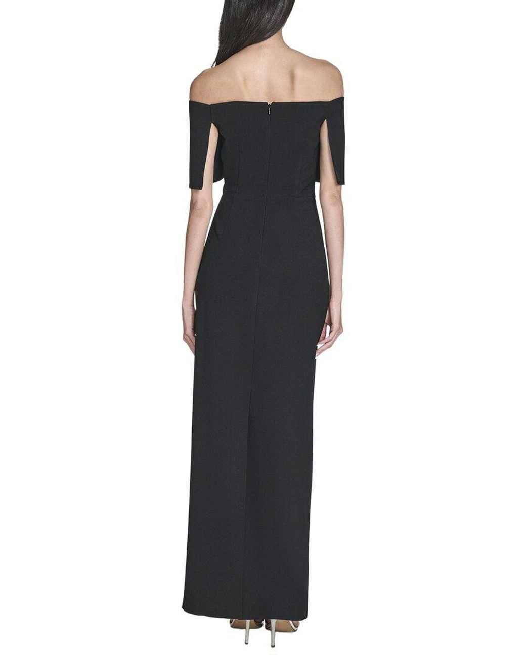 Vince Camuto Black Printed Off The Shoulder Maxi Dress