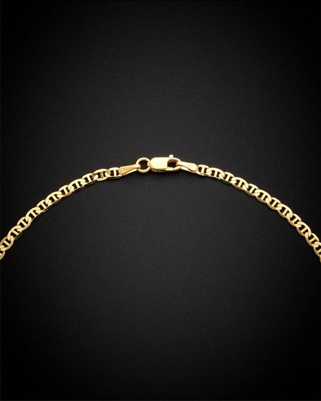 Italian Gold Black 14k Mariner Link Necklace