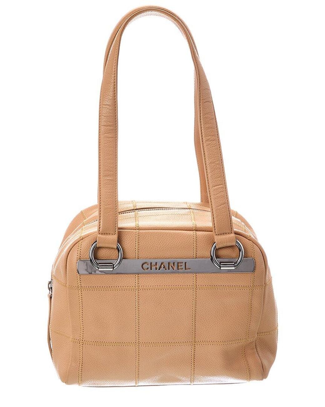 Chanel Natural Quilted Caviar Leather Chocolate Bar Boston Bag (Authentic Pre-Loved)
