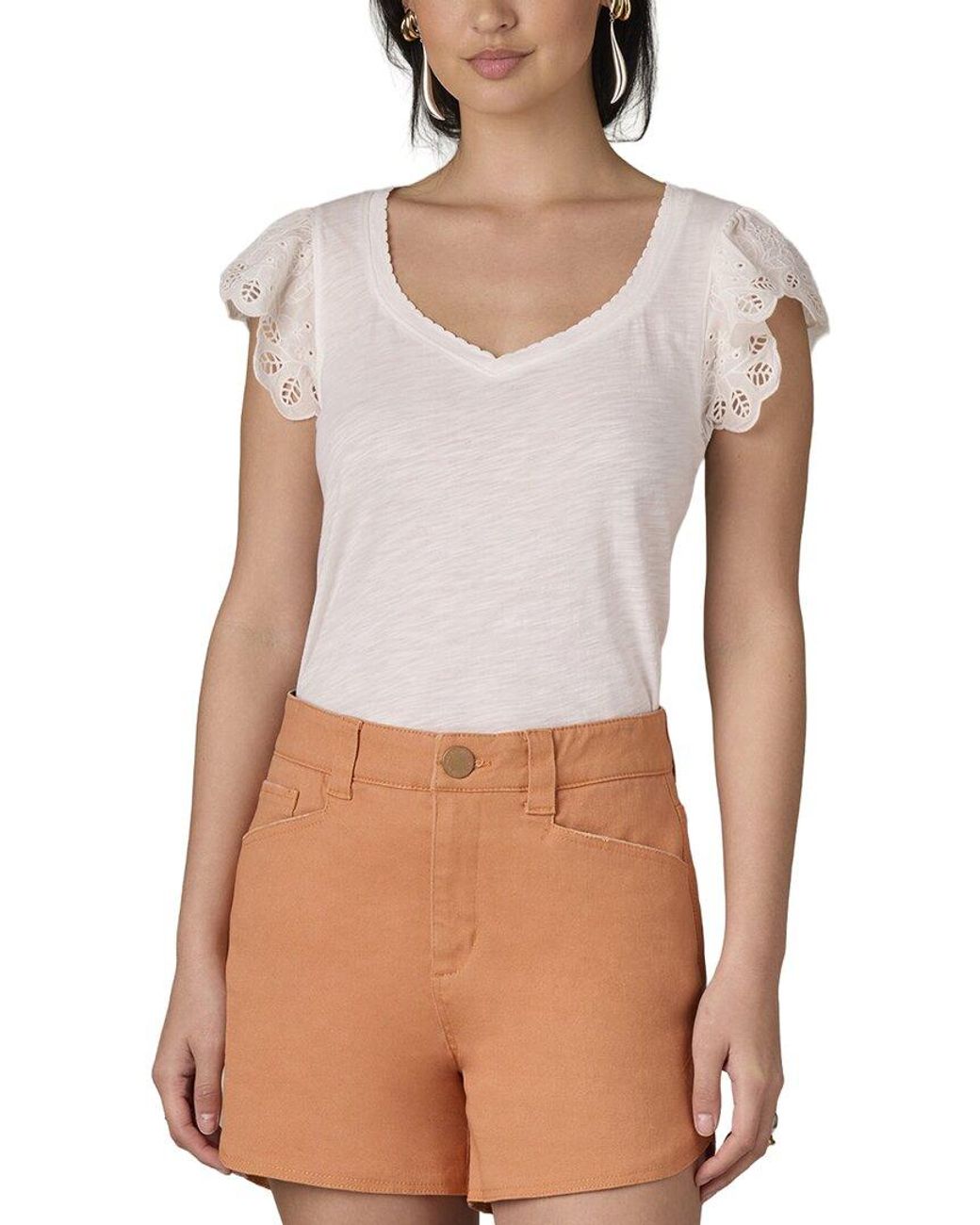 Wit & Wisdom White Petite Mixed Media Top