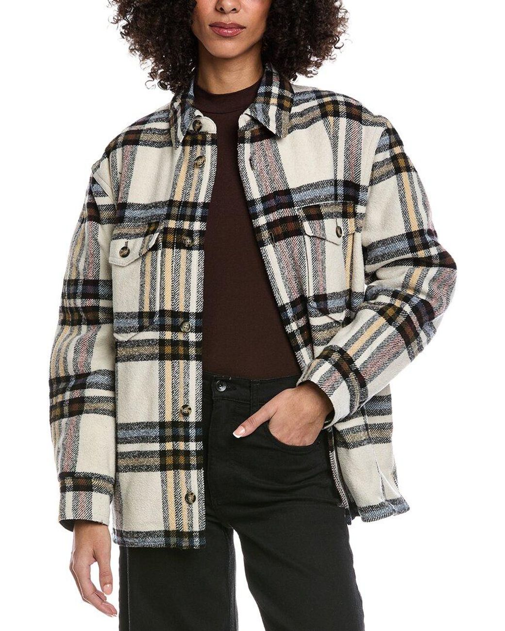Isabel Marant Gray Isabel Marant Etoile Check Wool & Silk-Blend Overshirt