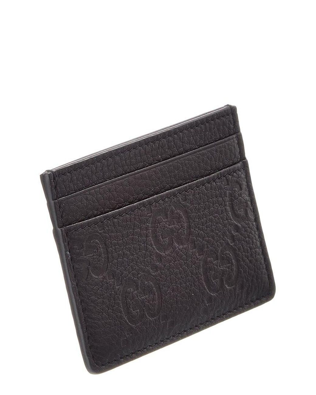 Gucci Gray Gg Emblem Leather Card Case